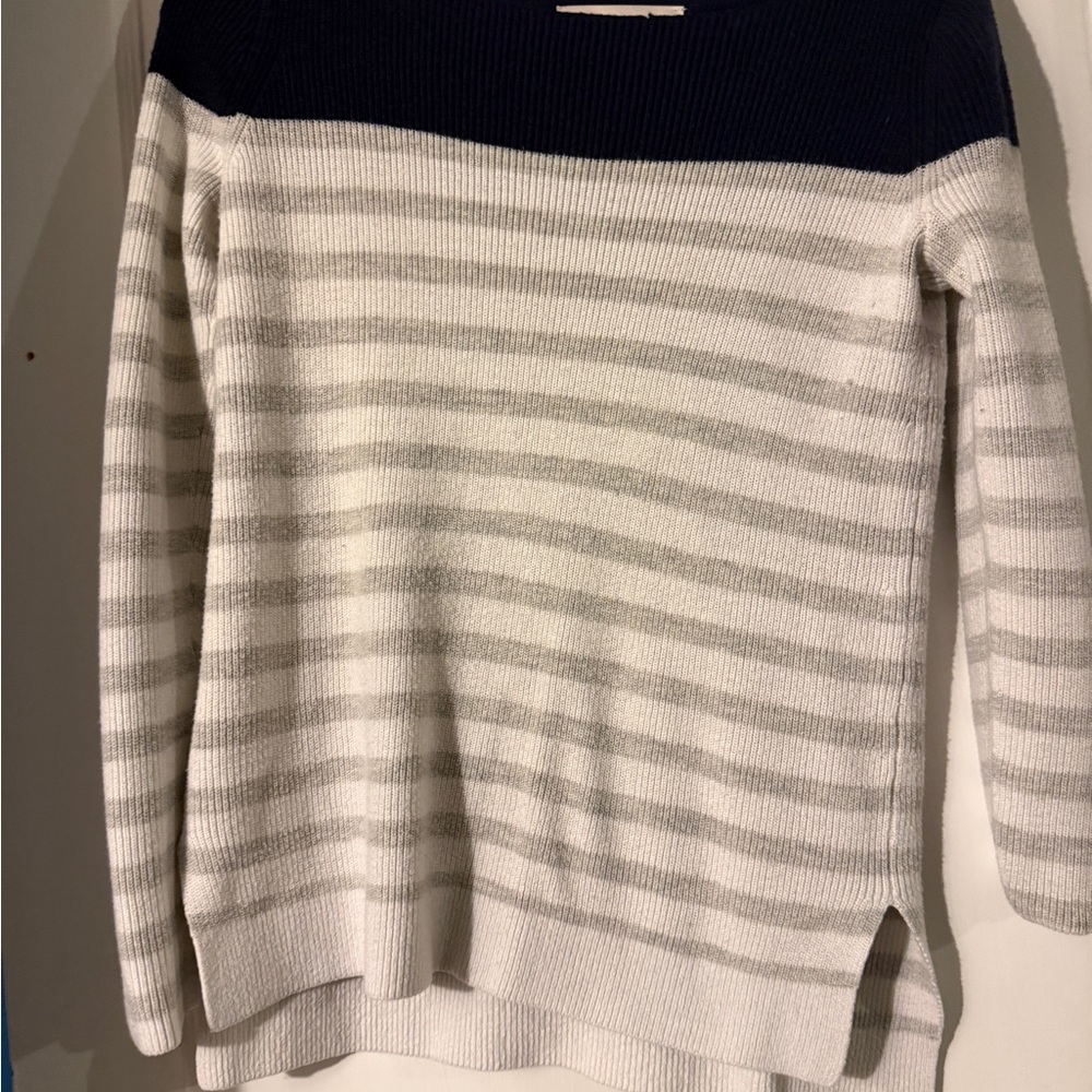 Striped Navy and Gray Women's Sweater